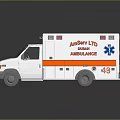 Toy Ambulance Model With White Body Orange Stripes And Red Emergency Lights