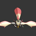 White feathered anthropomorphic bird with pink tipped wings wearing vest belt pouch and small weapon