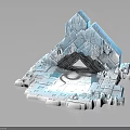 Frozen Ice Crystal Pyramid 3D Model With Cracked Surface And Textured Square Base