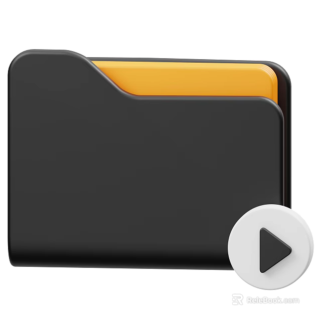 Black Folder with Yellow Inner Page as Essential Daily Life Supplies for Organization 3d model 