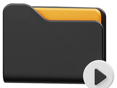 Black Folder with Yellow Inner Page as Essential Daily Life Supplies for Organization 3d model