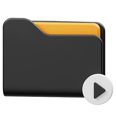 Black Folder with Yellow Inner Page as Essential Daily Life Supplies for Organization 3d model