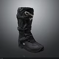 Black Motorcycle Boots With Multiple Straps And Protective Thick Sole Design 3d model