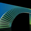 Modern Event Gateway With Curved Blue Green Striped Decorative Design Elements 3d model