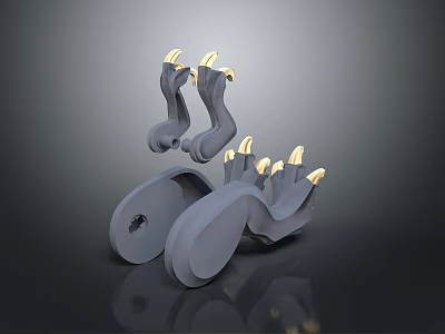 Gray Mechanical Device With Curved Parts And Yellow Indicator Lights 3d model