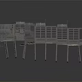 Gray Industrial Platform Structure Design With Railings And Support Pillars