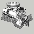 Detailed Metal Engine Assembly With Cylinder Block Pulleys And Valves