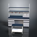 Storage Workbench Furniture With Upper Shelves Blue Worktop Drawers And Cart