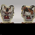 Trophies Featuring Cartoon Bengal And Calico Cat With MONSTER Base Design