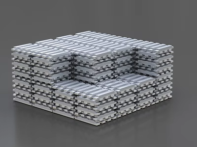 Industrial Equipment Silver Metal Blocks Stacked Cube Structure Design Components 3d model