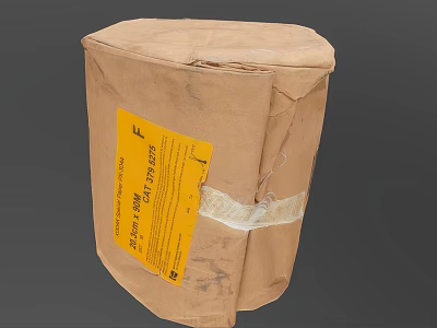 Brown Paper Bag With Yellow Label Essential Household Item For Daily Use 3d model