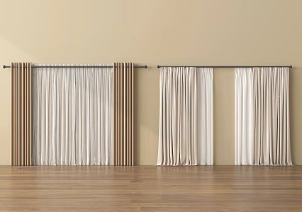 Modern Curtain Gauze Curtain Pleated Curtain Fabric Curtain 3d model