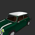 Vintage Green Small Car With White Roof And Stripes Classic Design