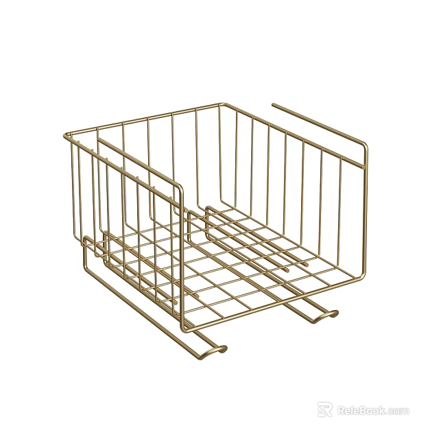 Metal Wire Storage Rack With Grid Design For Kitchen Bathroom Organization 3d model 