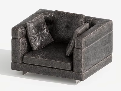 Single Sofa Modern Design Textured Fabric Upholstery With Decorative Pillow Metal Legs Living Room Interior 3d model