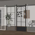 Modern Interior Sliding Glass Doors With Ribbed Grid And Arched Designs