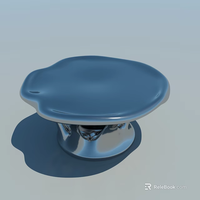 Modern Blue Negotiation Table With Smooth Surface And Metal Base For Office Use 3d model 