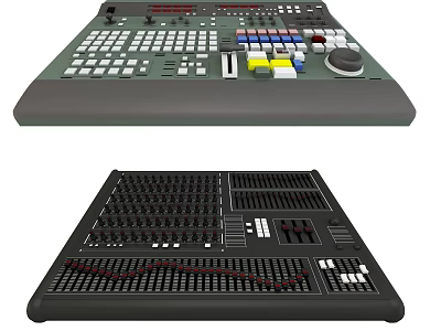 Professional Audio Mixing Console With Control Panel Buttons Knobs And Sliders 3d model