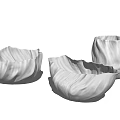Irregular Shaped Ceramic Vessels With Wavy Edges And Wood Grain Texture 3d model