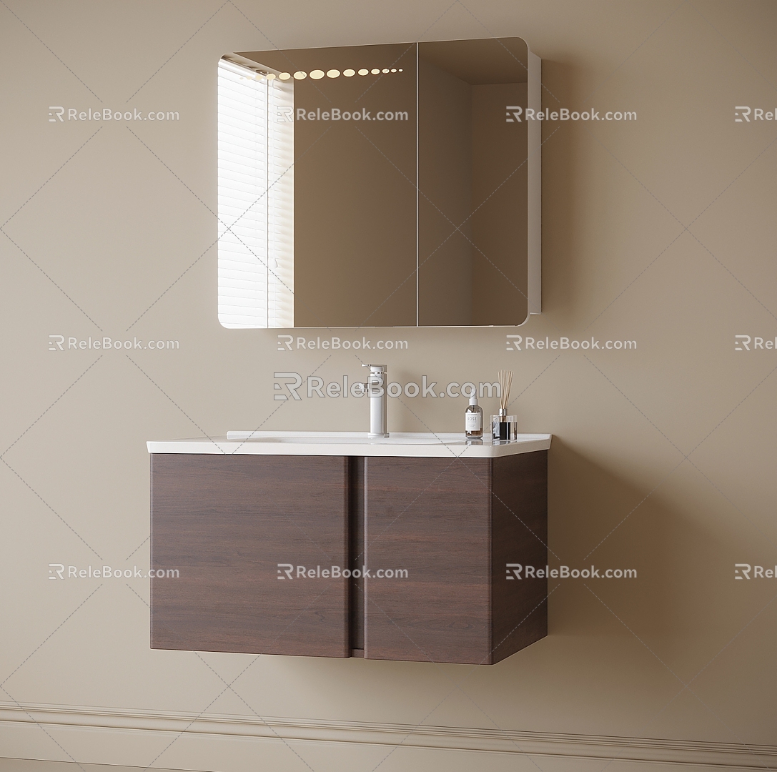 Modern Hanging Bathroom Cabinet Bathroom Cabinet Washstand Mirror Cabinet 3d model