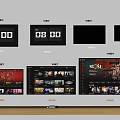 Multiple Smart TVs Showing Time Black Screens and Streaming Video Content 3d model