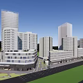 Modern Office Complex With Multiple High Rise Buildings And Green Courtyards 3d model