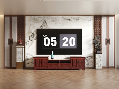 New Chinese background wall TV background wall TV cabinet Chinese TV background wall model