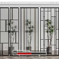 Modern partition glass screen partition 3d model