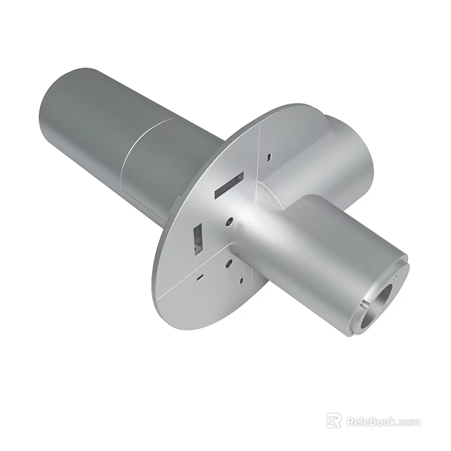 Silver Cylindrical Mechanical Component With Precision Machined Holes And Structural Features 3d model