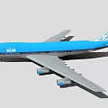 Blue KLM Passenger Airplane Exterior Design With Tail Details And Wings