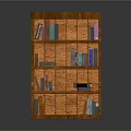 Classic Wooden Bookcase With Multiple Shelves Holding Colorful Books And Decorative Items