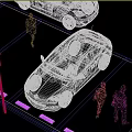 Parking Lot With White Cars People And Yellow Parking Lines