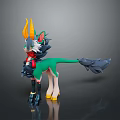 Mythical Creature Character With Green Body Yellow Horns White Mane Red Decorations And Black Tail