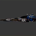 Futuristic Metallic Spaceship With Blue Bronze Wings And Detailed Design