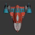 Red And Blue Cartoon Style Water Vehicle With Shark Mouth Design And Transparent Cockpit