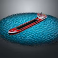 Red Cargo Ship Sailing On Blue Water With Natural Wave Patterns