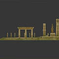 Detailed Ancient Architecture Scene Model Featuring Columns Steps Archway And Platform
