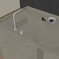 Modern Kitchen Sink With Stainless Steel Faucet On Integrated Quartz Countertop And Small Decorative Bowl