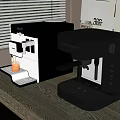 Modern Home Kitchen Coffee Machines With Stainless Steel And Black Design On Counter
