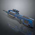 Blue Sci Fi Sniper Rifle With Modern Scope And Metallic Design Elements 3d model