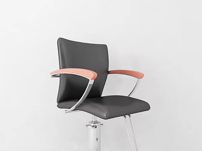 Black Leather Massage Chair With Pink Armrests Chrome Metal Frame And Swivel Base 3d model