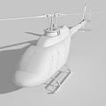 Red and White Helicopter Parked on Gray Ground with Cloudy Sky Background