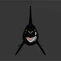 Black And White Orca Whale With Open Mouth And Dorsal Fin Swimming Posture