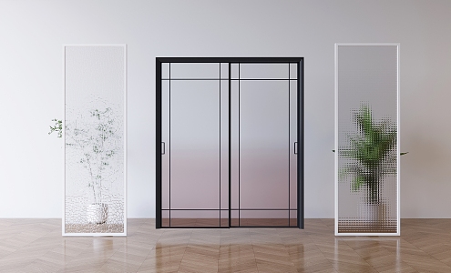 Glass single door swing door oil sand glass sliding door turtle pattern glass single door glass sliding door sliding door 3d model