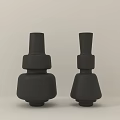 Modern Black Ceramic Vessels With Layered Design For Interior Decoration 3d model