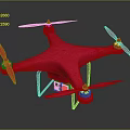 Pink Modern Drone Design Featuring Four Propellers And Camera In Dark Setting 3d model