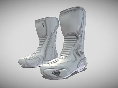 White Tall Riding Boots With Sturdy Design Stylish Stitching And Protective Soles 3d model
