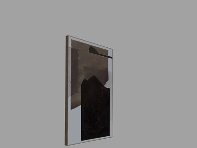 Modern Abstract Painting With Geometric Shapes And Neutral Tones On Gray Wall 3d model