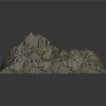 Square 3D Mountain Model With Rocky Surface Texture And Gray Brown Color