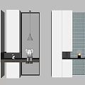 Modern White Room Divider With Storage Cabinets Grid Design Decorative Shelves And Plants